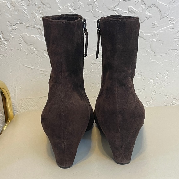 Sam Edelman {7} 'Maddie' Dark Brown Suede Zip Up Ankle Booties - Picture 4 of 11